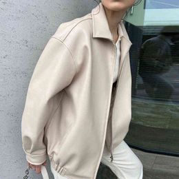 Unaiza Casual PU Leather Jacket For Women Fall White Zip Up Coat Female 2021 Windbreaker Oversized Jackets Fashion Outwear L220728