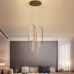 Pendant Lamps Black And Coffee Nordic Modern LED Lighting For Living Room Hanging Lights With Remote Control Bedroom Restaurant LampPendant