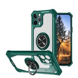 Transparent Car Ring Holder Phone Cases For iPhone 13 12 Pro Xs Max XR XS 8 7 Plus Samsung S20 S21 S22 Ultra A22 A33 A53 A73 Moto G50 G51 E40 Shockproof Anti Fall Armour Cover