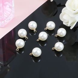 White ABS Pearl Beads Charm for Earring Necklace DIY Jewelry Findings Making Pendant Accessories