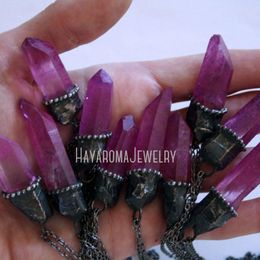 Chains Small Purple Quartz Crystal Necklace Point Minimal Layering NecklaceChains