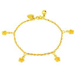 Charm Bracelets Real Gold Bracelet 5 Stars Pendant Plated For Women's Wedding Jewellery GiftsCharm