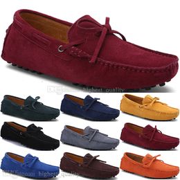 343 Neue Mode Herren Freizeitschuhe Leder Britischer Stil Frühling Paar Echte Erbsen Peeling Männer Fahren Fauler Mann Überschuhe Outdoor Bequem Atmungsaktiv Schwarz Gelb