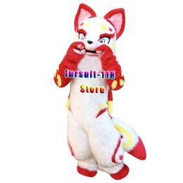 Fursuit Long-haired Husky Dog Fox Wolf Mascot Costume Fur Adult Cartoon Character Doll Halloween Party Cartoon Set #208