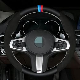 Steering Wheel Covers Black Genuine Leather Suede DIY Car Cover For M Sport G30 G31 G32 G20 G21 G14 G15 G16 X3 G01 X4 G02 X5 G05Steering Cov
