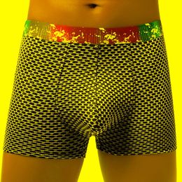 Underpants Sexy Men's Plaid Boxer Shorts Fashion Low Rise Underwear Breathable Male Bulge Penis Pouch U Convex Panties HommeUnderpants