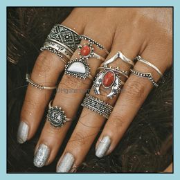 Band Rings Jewellery Sier Carved Retro Exquisite Cute Personality Punk Style Knuckle Fashion Wholesale - Drop Delivery 2021 4Qq2H