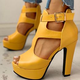 Sandals 2022 Dropship Big Size 50 Thick High Heels Woman Shoes Sexy Peep Toe Platform Summer Women Office SandalsSandals