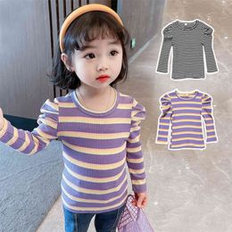 Baby Girls Tops Striped Girls Top Tee Casual Style T Shirt Kids Spring Autumn Kids Clothes Girls 210412