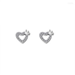 Stud Tiny Small Love Heart Princess Crown Earrings For Women With Clear Cubic Zirconia Korean Style Kids Jewelry Minimalist1 Kirs22