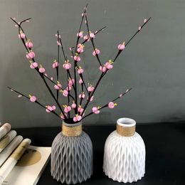 -Vasero de flores moderna imitación de cerámica Flores decoración de la maceta Jarrones de plástico para el hogar Arreglo floral Estilo nórdico