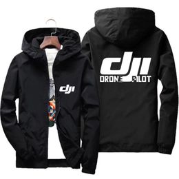 Mens Bomber Hooded DJI Drone Pilot Casual Thin Windbreaker Jackets Coat Male Outwear Sports Windproof Clothing Large Size 7XL 220808