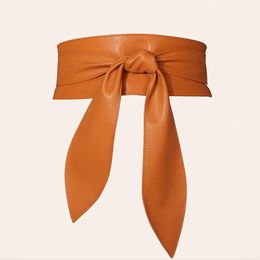 Belts Women Waistbelts Wide Girdle Soft Bow Ribbon Extra Long Belt Imitation Leather Clothing Accessory Waistbelt CummerbanBelts