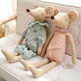Kids Toy Little and Cute Pink Cotton Bowknot and Green Bowknot Mouse Doll Stuffed Toy 220815