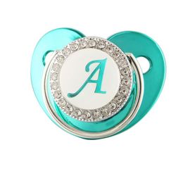 Pacifiers# Name Initial Letter Luxury Baby Pacifier Born Metallic Teal Green Dummy Soother Nipple Shower 0-18 MonthsPacifiers#