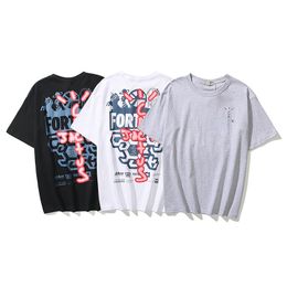 Men's T-Shirts Graffiti Letter Print Short Sleeve Concert Commemorative T-Shirt for Man and Women