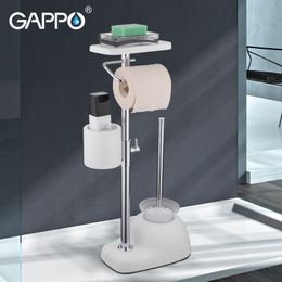 GAPPO Toilet Brush free standing accessories white bathroom toilet holders brushed brush Y200407