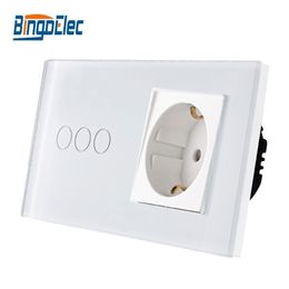 EU standard wall switch with socket Touch germany Y200407