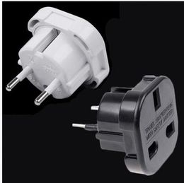 1000pcs/lot Universal UK To EU AC Power Plug Charger Adapter Socket Outlet Converter Black white Colour