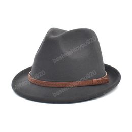 Curl Brim Jazz Fedoras Hats Women Men Wool Panama Gangster Trilby Church Cap Vintage Felt Hats