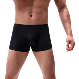 Underpants Boxers Men's Sexy Pure Colour Breathable Patchwork Ice-silk Underwear Lingerie Homme Panties Boxershorts Men BoxerUnderpants