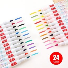 1224Colors Fabric paint TShirt Brush Marker Pigment Waterproof ink Marker for Textile ideal Clothes Accessories DIY Painting 201116