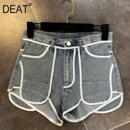 DEAT Summer Streetwear High Waist Grey Loose Denim Shorts Women MJ168 210709