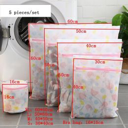 Pcs/Set Laundry Bag Bra Clothes Washing Cartoon Printed Polyester Bags With Zipper Net Storage