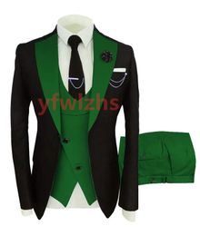 Custom-made One Button Men Suits Notch Lapel Groomsmen Groom Tuxedos Wedding/Prom/Dinner Man Blazer(Jacket+Pants+Tie+Vest) M19