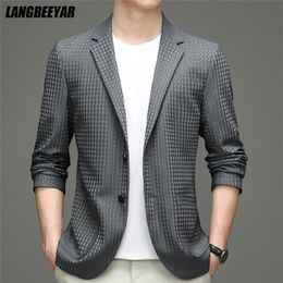 High End Designer Brand Luxury Casual Fashion Elegant Slim Fit Smart Mens Blazer Suite Jacket Expensivet Mens Clothing 220527