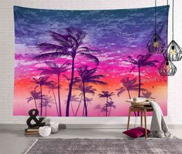 Sea Tree Forest Wall Hanging Art Set Nature Landscape Carpet Home Decor Polyester Tapestry Tapiz J220804