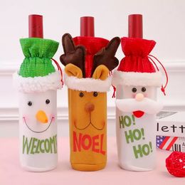 Świąteczne dekoracje do domu Święty Mikołaj Claus Cover Bottle Bottle Snowman Prezenty Prezenty Prezenty Xmas Navidad Decor Happy Year Christmas C0803X0