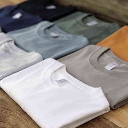 260g Heavy Weight Men T-Shirts Vintage Casual Solid Color O-Neck Long Sleeve 13 Colors Youth Handsome Basic Korean Loose Tees T220808