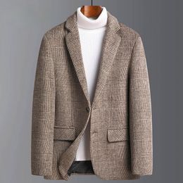 Mens Suit Jacket Blazers Autumn Winter Suits Men's Wool Plaid Suits Men's Trend Woollen Suits Plus Size Men's Clothing 220409