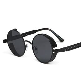 Sonnenbrille Klassische Gothic Steampunk-Stil Runde Männer Frauen Markendesigner Retro Metallrahmen Bunte Linse Sonnenbrille UV400Sunglasses