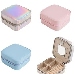 Travel Jewelry Case PU Leather Storage Organizer Double Layer Small Jewelry Boxes Packaging for Necklace Earring