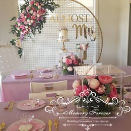 2PCS wedding decoration backdrop frame wedding centerpieces stand flower arrangement clear vase crystal cake stand candle holder 201204