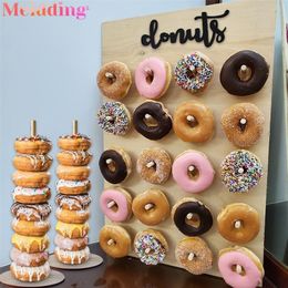 Wooden Donut Wall Stand Doughnut Holder Baby Shower Kids Birthday Table Decorations Wedding Favours Mariage Party Supplies 220812