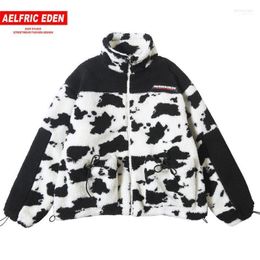 Men's Down & Parkas Hip Hop Cow Pattern Men Thick Parka 2022 Streetwear Casual Warm Padded Jackets Harajuku Lambswool Coats Windbreaker1 Phi