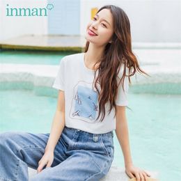 INMAN Summer New Arrival Holiday Sun Beach Style All Match Causal Tops Tshirt T200512