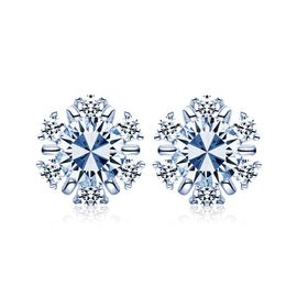 Zircon Christmas Snowflake Stud Earrings for Women Shiny Rhinestone Crystal Flower Earring