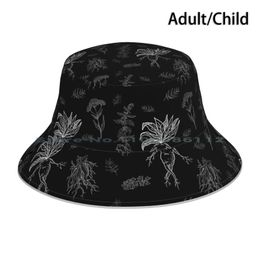 Berets Herbology Bucket Hat Sun Cap Herbs Mandrake Magic Witchy Plants Garden Mandragora Plant Witch Lady Green WitchBerets