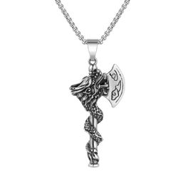 Pendant Necklaces 10Pcs Vintage Alloy Dragon Axe Necklace For Men Fashion Punk Jewelry GiftPendant