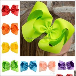Hair Clips Barrettes Jewelry 20 Colors 8 Inch Large Grosgrain Ribbon Bow Hairpin Girls Bowknot Barrette Kids Boutique Bows Children Drop D