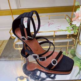 2022 European and American summer new high-heeled diamond decoration Roman ladies sandals ladies slippers Y220409