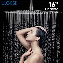 ULGKSD Shower Head 16 Inch Luxury Ultrathin Rainfall Shower Head Stainless Steel Chrome Nickel Bathroom Faucet Accessory 200925