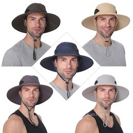 Party Hats Sunscreen fishing cap men sunshade mountaineering cap outdoor wind proof/ fast drying and breathable Big Brim fisherman cap folding in summerZC1132