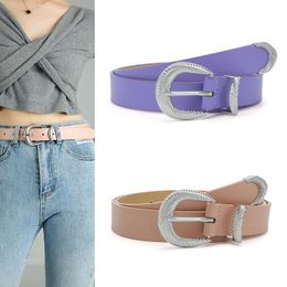 Belts Purple PU Leather Belt Women's Fashion Casual Clothing Jeans Accessories Simple Gothic Girdle Korean Pin Buckle Tunic HarnessBelts