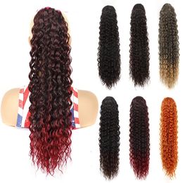 Synthetic Hair Ponytail Long Deep Wave Hair Drawstring Fashion Women Clip in Hairpiece Natural