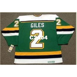 Chen37 Men #2 CURT GILES Minnesota North Stars 1990 CCM Vintage RETRO Hockey Jersey or custom any name or number retro Jersey